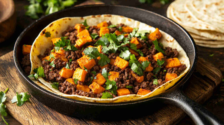 Ground Beef and Sweet Potato Skillet