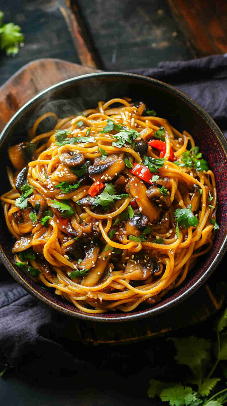 Hoisin Mushroom Noodles Asian Recipe