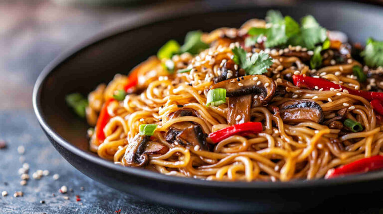 Hoisin Mushroom Noodles Asian Recipe