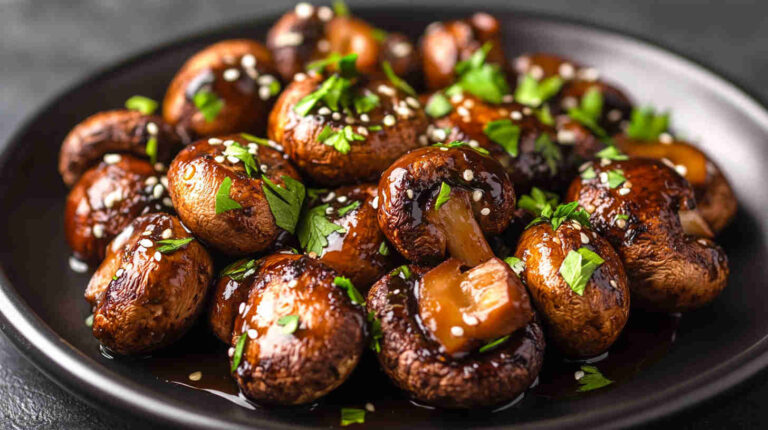 Honey Garlic Air Fryer Mushrooms Recipe
