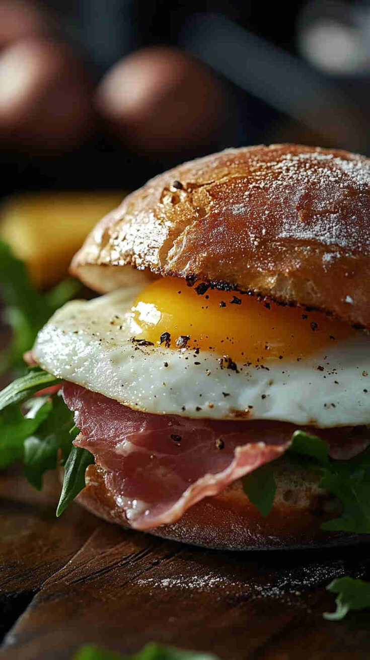 Italian Breakfast Sandwich with Egg and Prosciutto Recipe