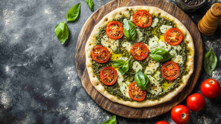 Italian Pesto and Tomato Flatbread Recipe