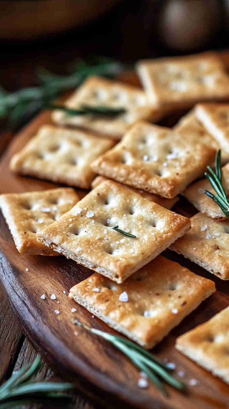 Spelt Flour Crackers with Sea Salt and Rosemary