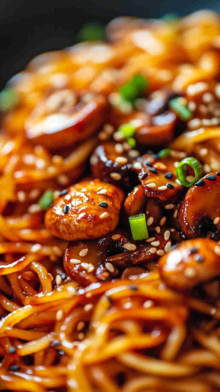 Spicy Asian Garlic Mushroom Noodles Recipe