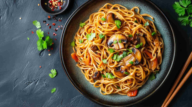 Teriyaki Mushroom Noodles Asian Style Recipe