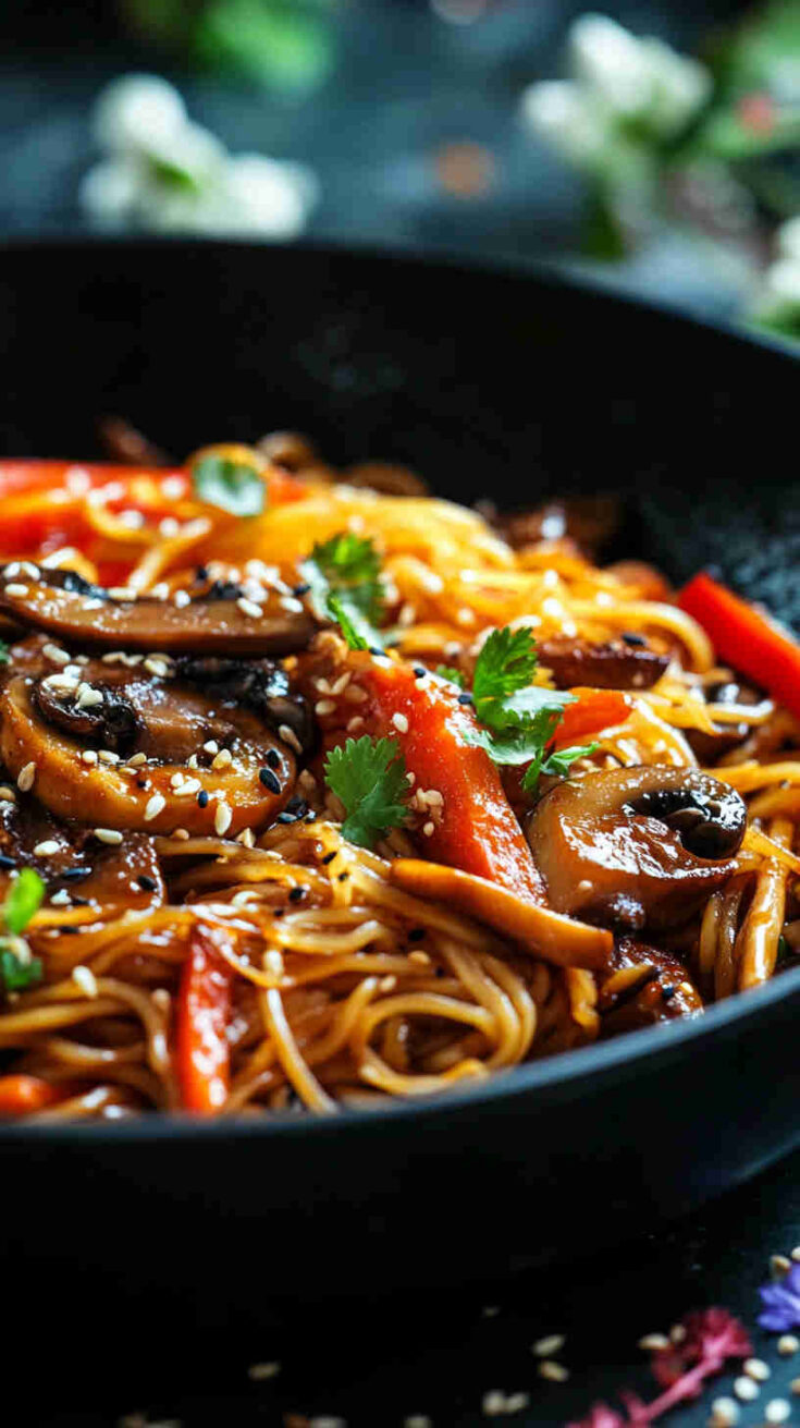 Teriyaki Mushroom Noodles Asian Style Recipe