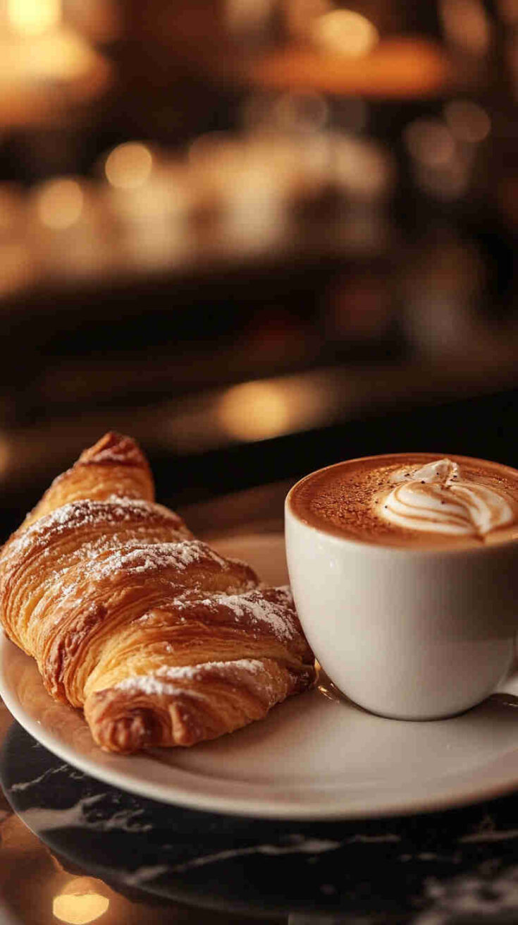 Traditional Italian Breakfast with Cappuccino and Pastries Recipe