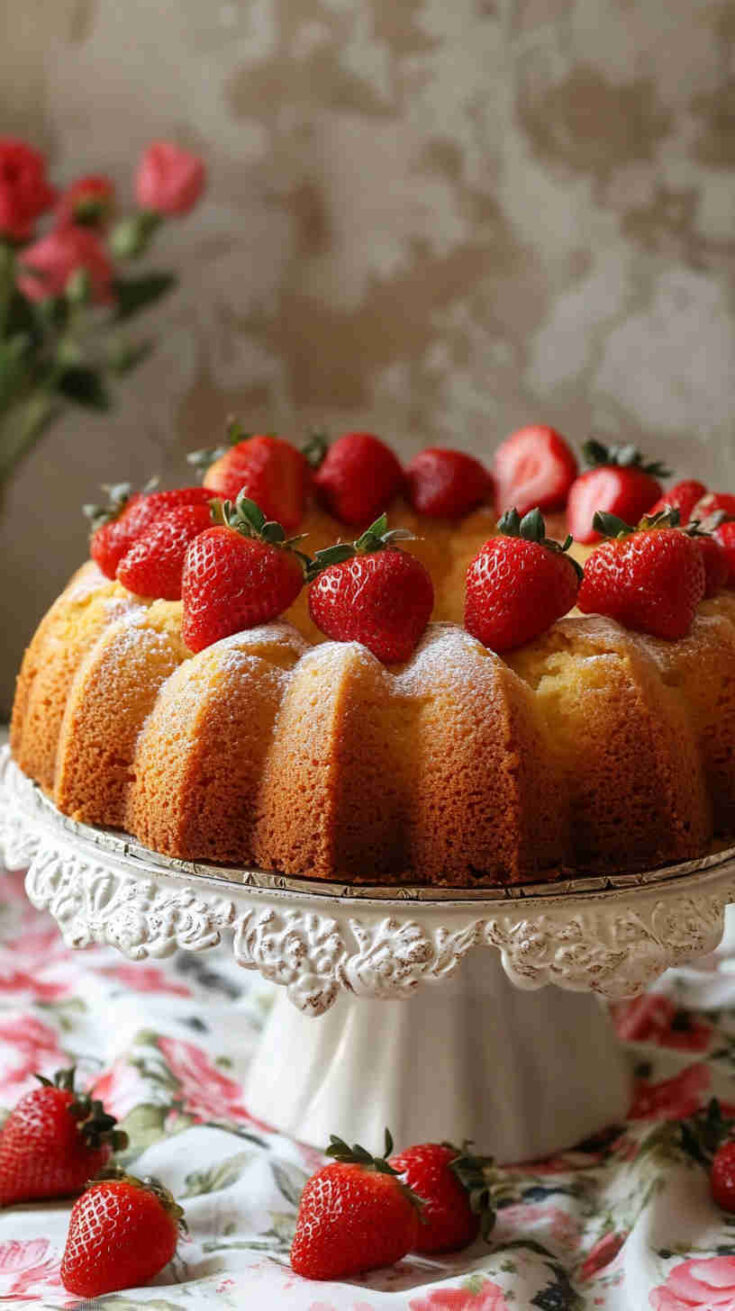 Vanilla Bean Pound Cake with Strawberries