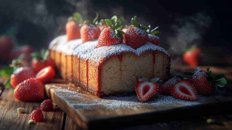 Vanilla Bean Pound Cake with Strawberries