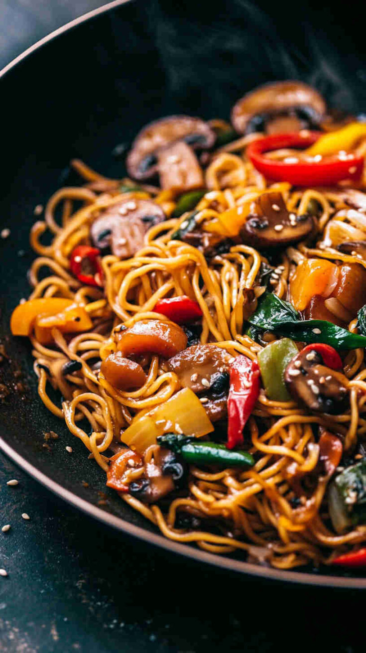 Vegan Asian Mushroom Stir Fry Noodles Recipe