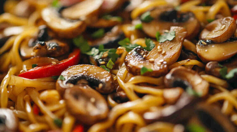Vegan Asian Mushroom Stir Fry Noodles Recipe