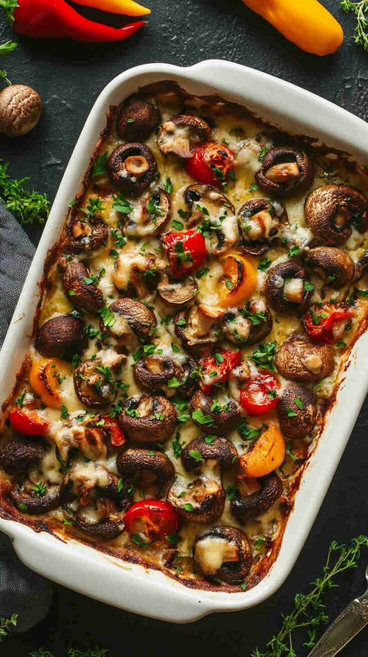 Vegan Baked Mushrooms with Cashew Cream
