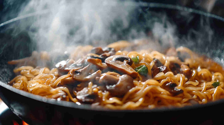 Wok Tossed Asian Mushroom Egg Noodles Recipe