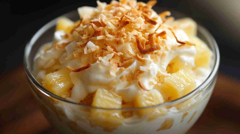 Ambrosia Delight with Toasted Coconut Flakes