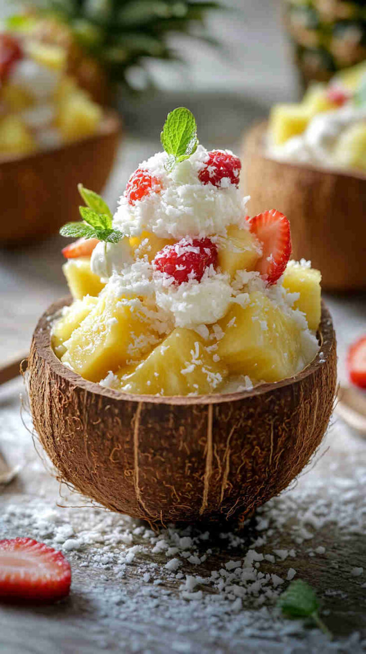 Ambrosia Salad with Crushed Pineapple & Coconut