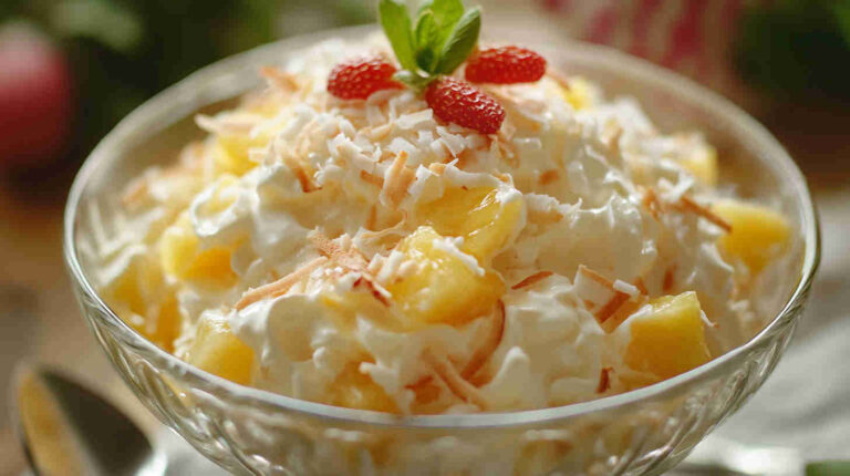 Ambrosia Salad with Crushed Pineapple & Coconut