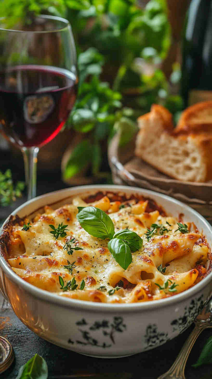 Avocado Baked Ziti with Fresh Herbs