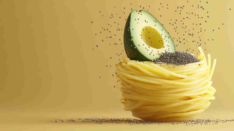 Avocado Pasta with Chia Seeds and Olive Oil