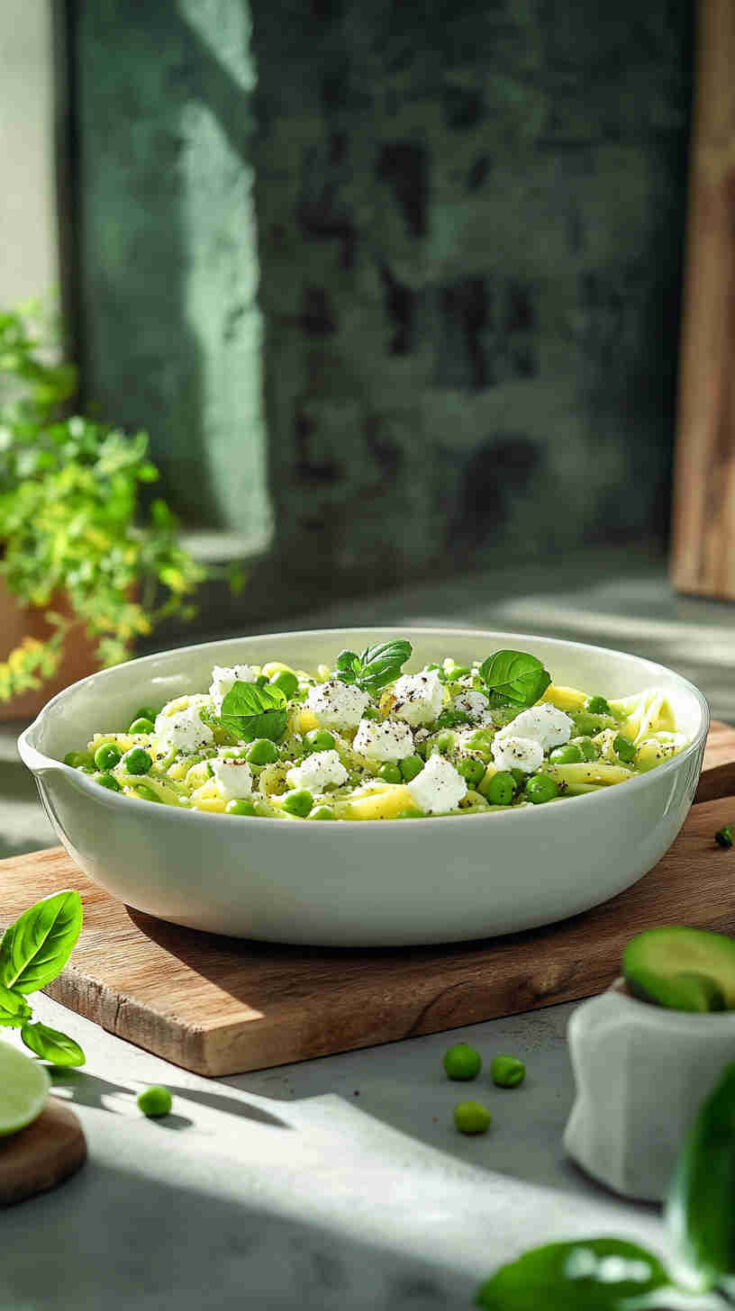 Avocado and Pea Pasta with Fresh Mint
