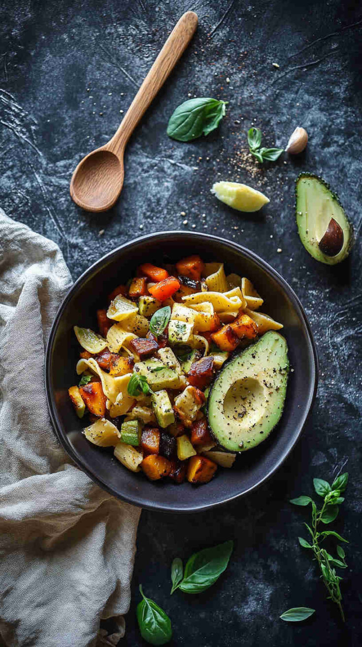 Avocado and Roasted Vegetable Pasta
