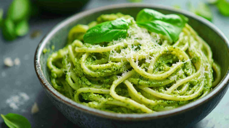 Avocado and Spinach Pesto Pasta