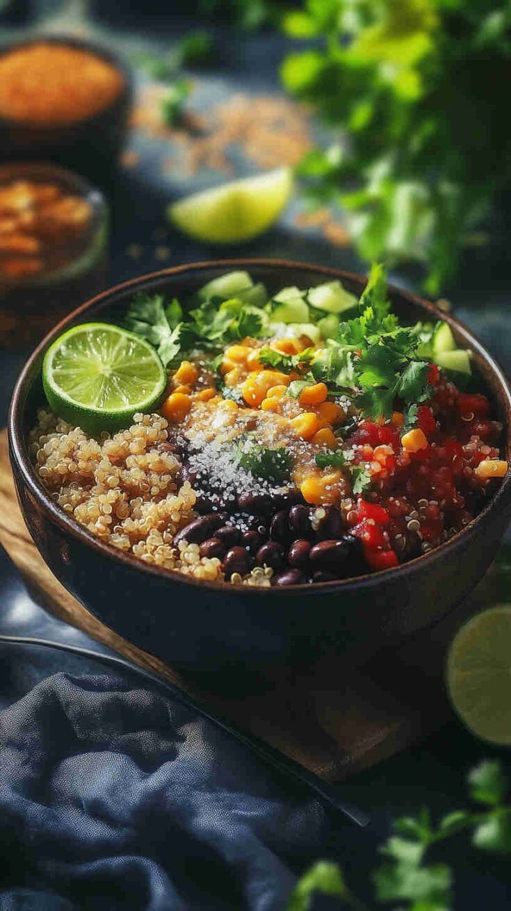 Black Bean and Quinoa Protein Bowl with Lime