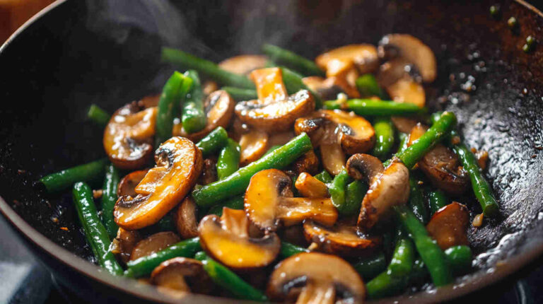 Chinese Mushroom and Green Bean Stir Fry Recipe
