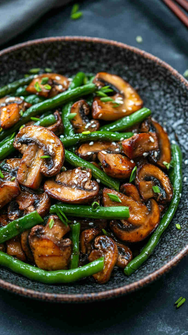 Chinese Mushroom and Green Bean Stir Fry Recipe