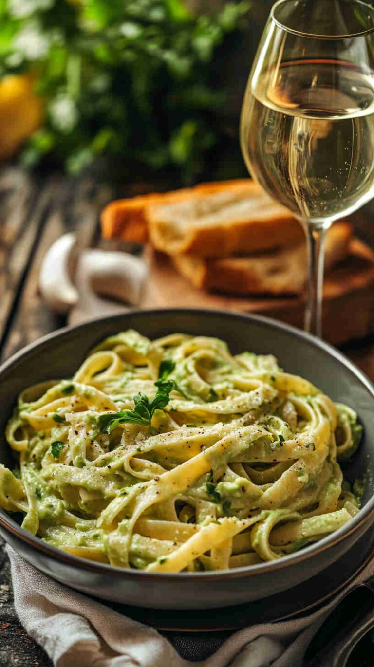 Creamy Avocado Pasta with Garlic and Lemon