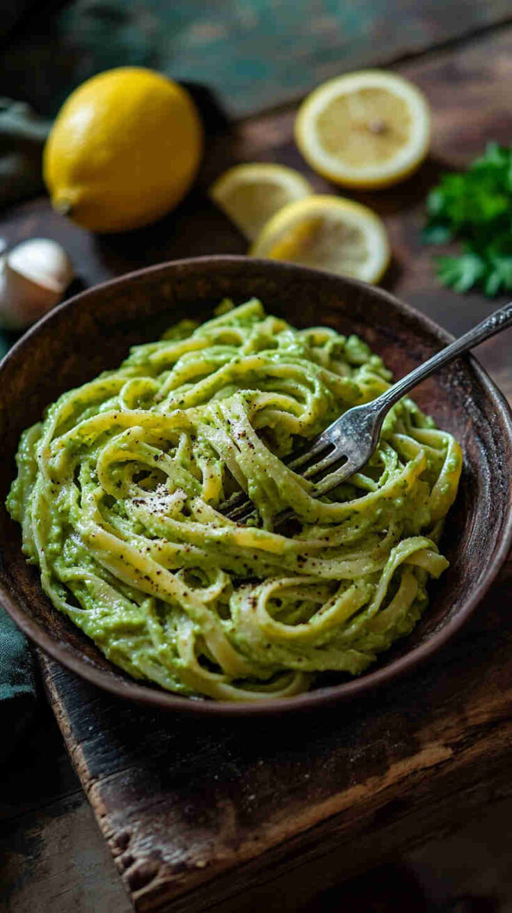 Creamy Avocado Pasta with Garlic and Lemon