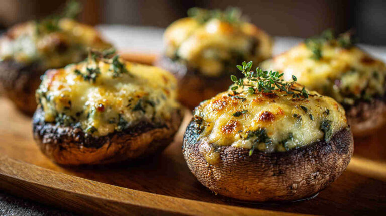 Crockpot Cheese and Spinach Stuffed Mushrooms