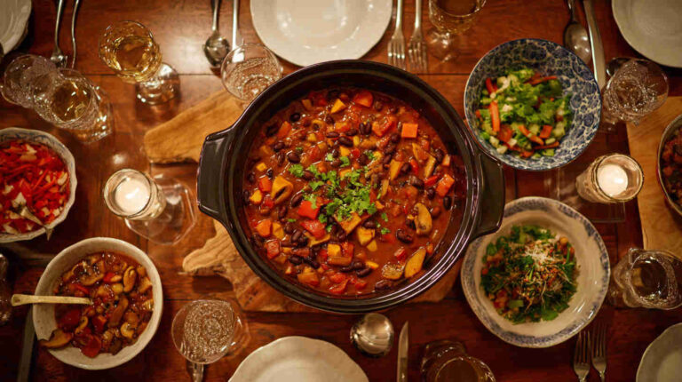 Crockpot Spicy Mushroom and Bean Chili