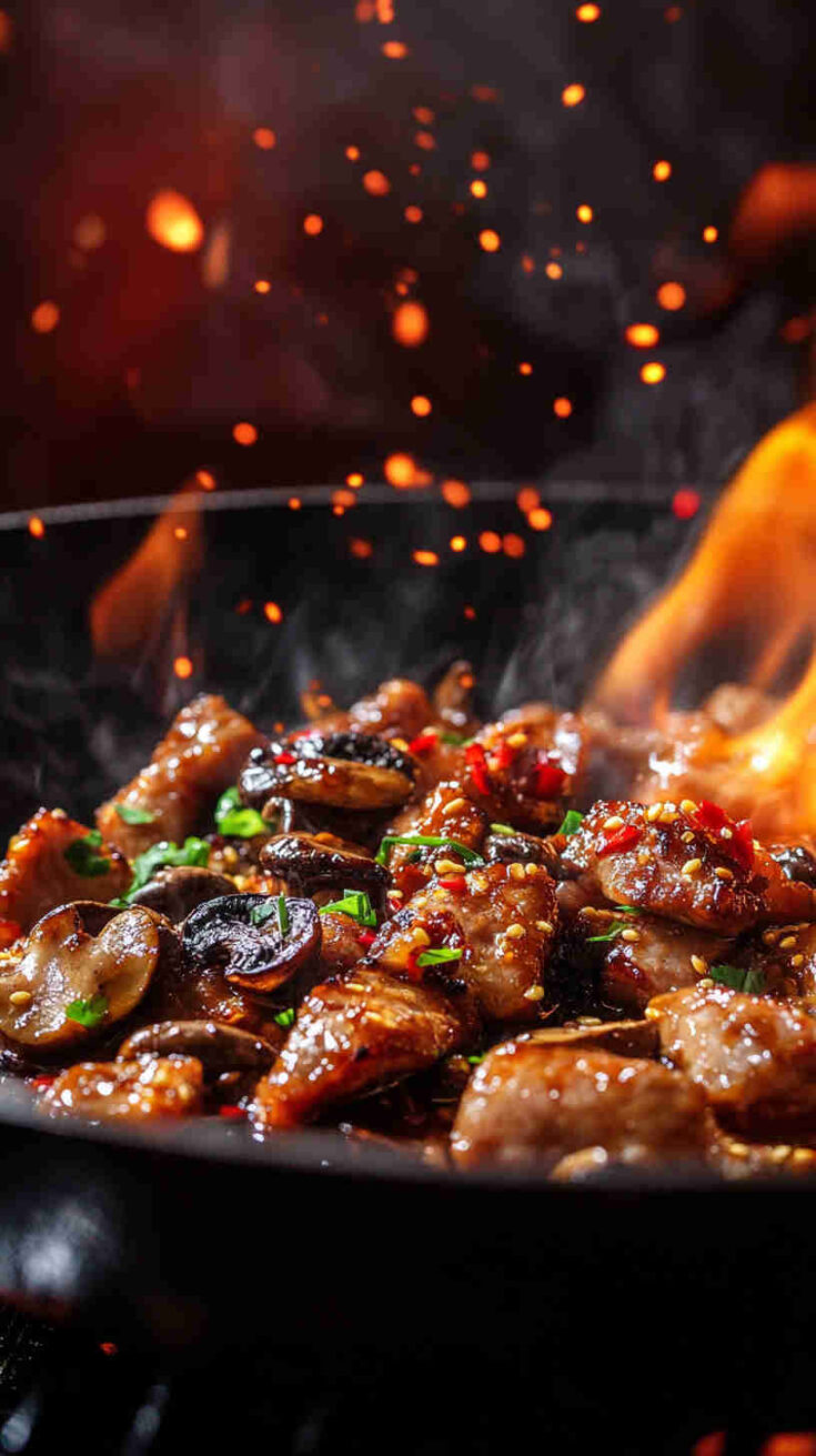 Honey Garlic Pork with Mushrooms Recipe