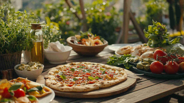 Italian Brunch Flatbread with Tomatoes and Mozzarella Recipe