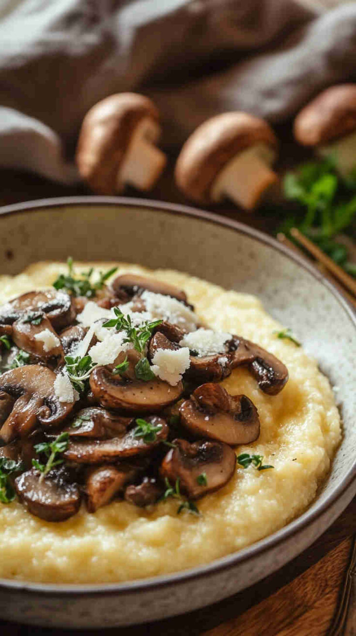 Italian Brunch Polenta with Mushrooms and Parmesan Recipe