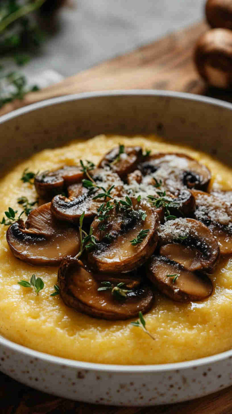 Italian Brunch Polenta with Mushrooms and Parmesan Recipe