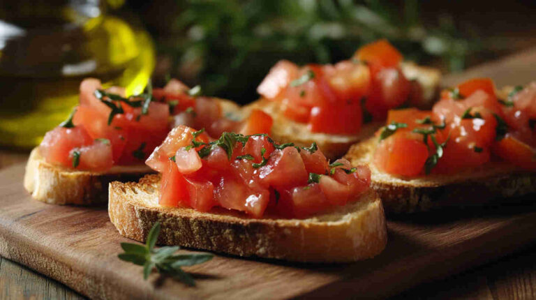 Italian Bruschetta with Tomatoes and Basil Recipe