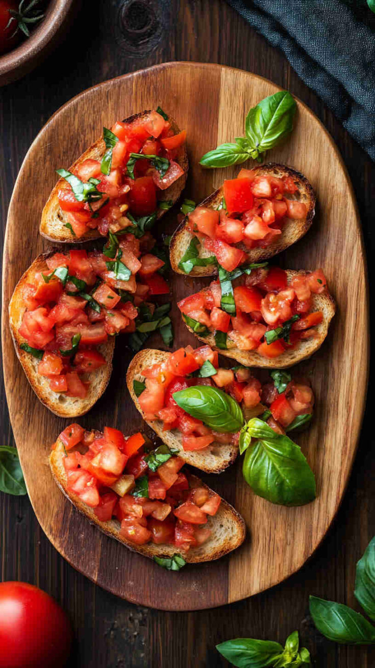 Italian Bruschetta with Tomatoes and Basil Recipe