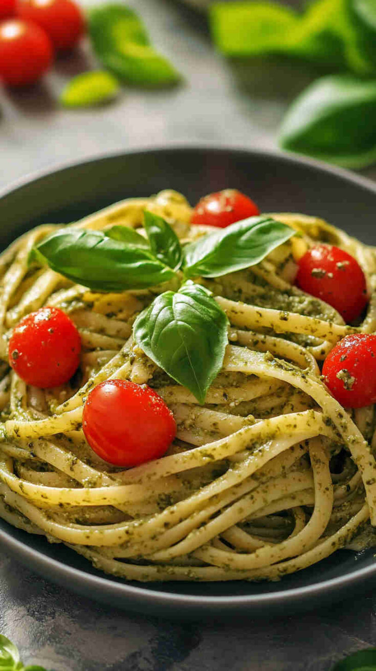Italian Pesto Pasta with Cherry Tomatoes Recipe