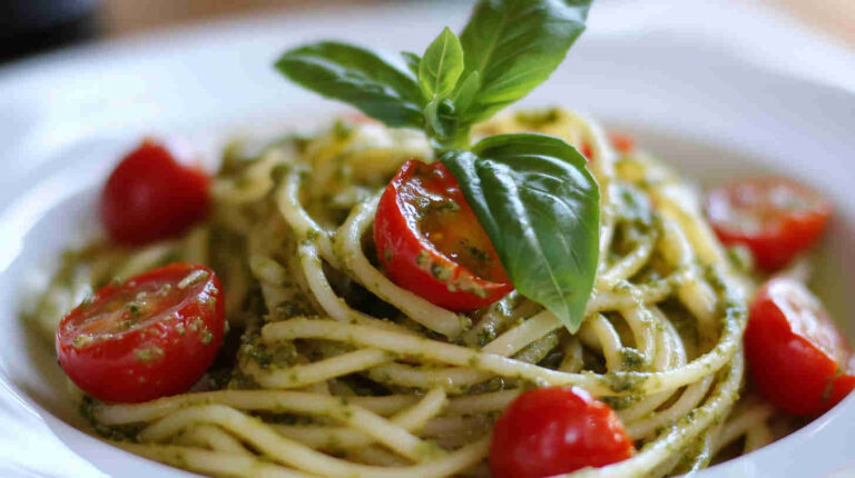 Italian Pesto Pasta with Cherry Tomatoes Recipe