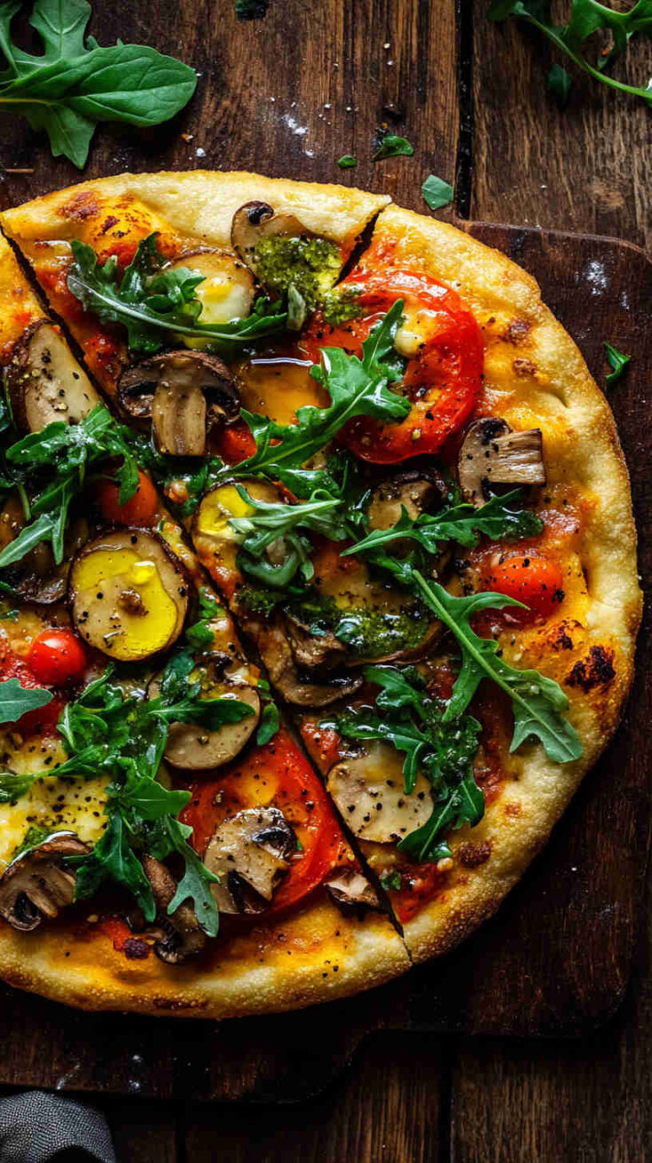 Mushroom and Arugula Flatbread Pizza Recipe