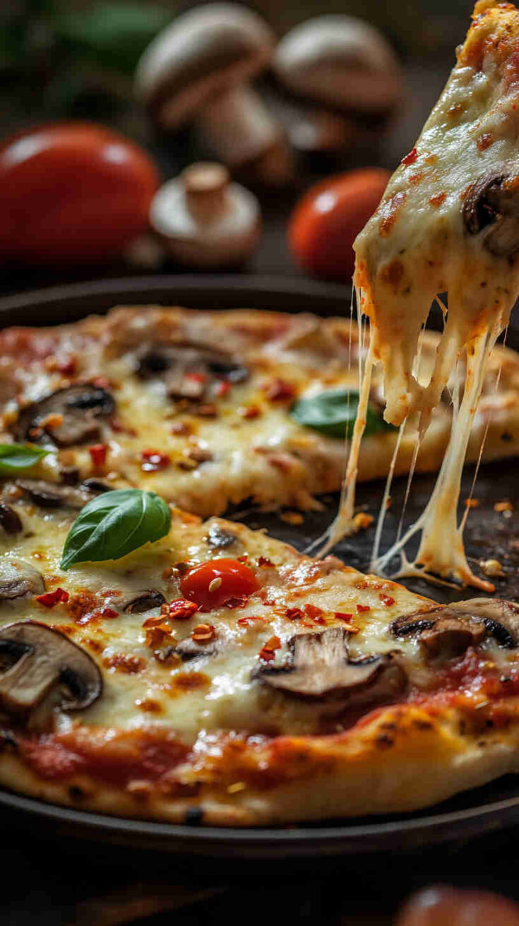 Mushroom and Mozzarella Stuffed Crust Pizza Recipe