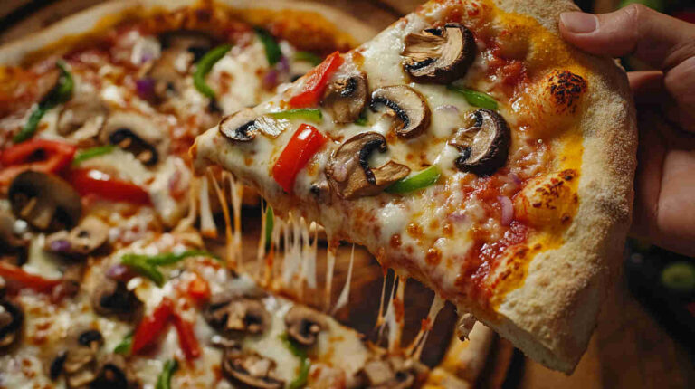 Mushroom and Mozzarella Stuffed Crust Pizza Recipe