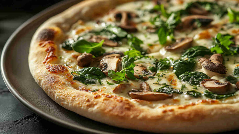 Mushroom and Spinach White Pizza Recipe
