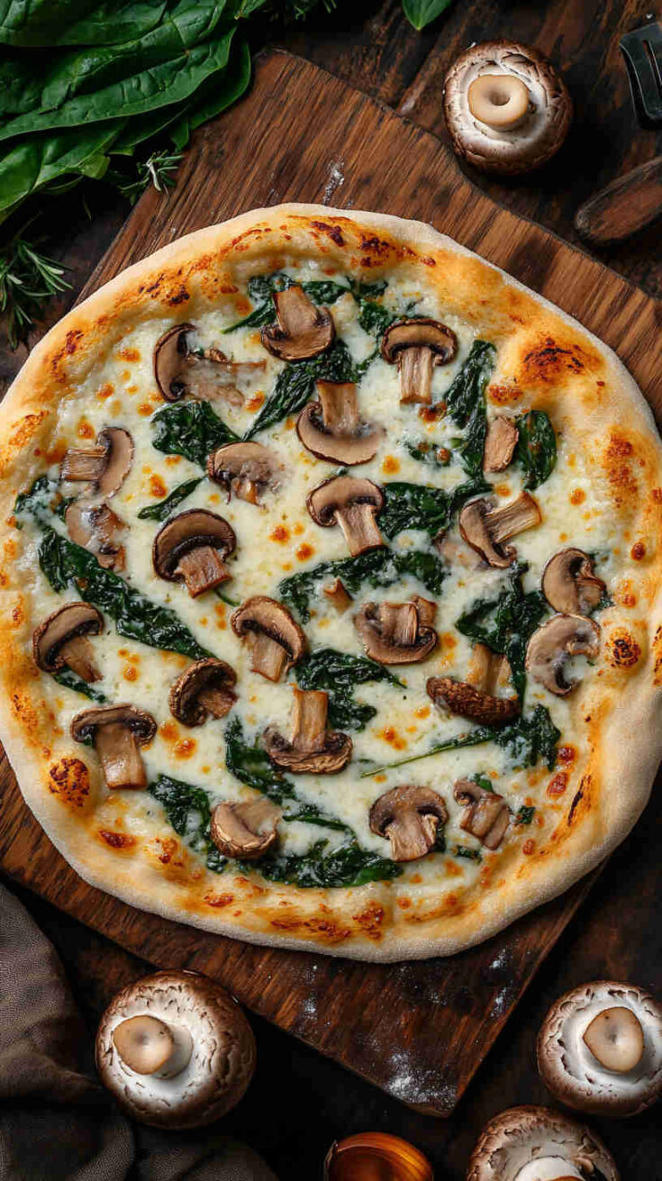 Mushroom and Spinach White Pizza Recipe