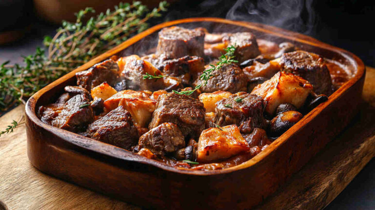 Oven-Baked Beef and Mushroom Casserole