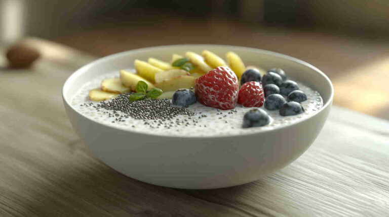 Protein-Packed Oatmeal with Chia Seeds and Almond Milk