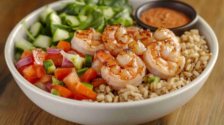 Shrimp and Brown Rice Protein Bowl