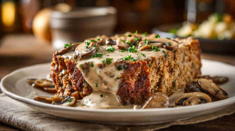 Slow Cooker Mushroom Gravy Meatloaf