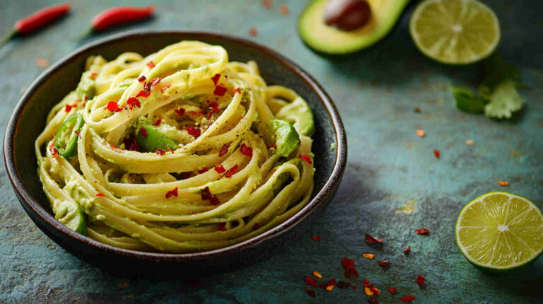 Spicy Avocado Pasta with Jalapeños and Lime